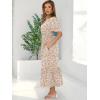 imageANRABESS Womens Summer Short Sleeve Maxi Dress 2025 Casual V Neck High Waist ALine Flowy Loose Tiered Boho Long DressesPrint Floral Brown