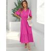 imageANRABESS Womens Summer Short Sleeve Maxi Dress 2025 Casual V Neck High Waist ALine Flowy Loose Tiered Boho Long DressesRed
