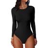 imageANRABESS Women Long Sleeve Crew Neck Bodysuits Top 2025 Fall Slim Fit Ribbed Knit Soft Basic Tee ShirtsBlack