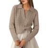imageANRABESS Womens Cable Knit Sweaters Long Sleeve V Neck Sweater Tops Casual Pullover Polo Shirts 2025 Fall Fashion OutfitsBright Tan