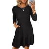 imageANRABESS Womens Long Sleeve 2025 Fall Short Dress Casual Ribbed Knit Crewneck Flowy A Line Mini Sweater Dresses with PocketsBlack