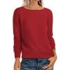 imageANRABESS Womens Long Sleeve Rolled Boat Neck Casual Soft Lightweight Basic Pullover Sweater Top 2025 Fall Shirt Work OutfitsRed
