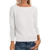 imageANRABESS Womens Long Sleeve Rolled Boat Neck Casual Soft Lightweight Basic Pullover Sweater Top 2025 Fall Shirt Work OutfitsWhite