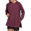 imageANRABESS Womens Oversized Sweatshirts Crewneck Long Sleeve Tunic Pullover Shirts Side Zipper Hoodies 2025 Fall ClothesBurgundy