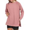 imageANRABESS Womens Oversized Sweatshirts Crewneck Long Sleeve Tunic Pullover Shirts Side Zipper Hoodies 2025 Fall ClothesDark Pink
