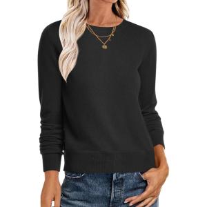 imageANRABESS Sweaters for Women Long Sleeve Lightweight Crewneck Soft Basic Knit Loose Fit Pullover Top 2025 Fall Trendy OutfitsBlack