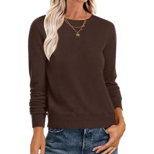 imageANRABESS Sweaters for Women Long Sleeve Lightweight Crewneck Soft Basic Knit Loose Fit Pullover Top 2025 Fall Trendy OutfitsCoffee