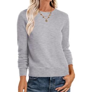 imageANRABESS Sweaters for Women Long Sleeve Lightweight Crewneck Soft Basic Knit Loose Fit Pullover Top 2025 Fall Trendy OutfitsLight Gray