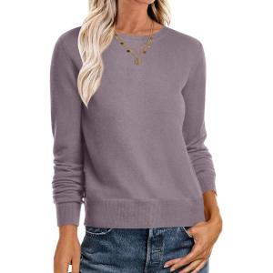imageANRABESS Sweaters for Women Long Sleeve Lightweight Crewneck Soft Basic Knit Loose Fit Pullover Top 2025 Fall Trendy OutfitsNutmeg