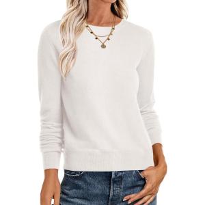 imageANRABESS Sweaters for Women Long Sleeve Lightweight Crewneck Soft Basic Knit Loose Fit Pullover Top 2025 Fall Trendy OutfitsWhite