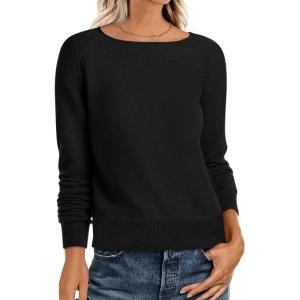 imageANRABESS Womens Long Sleeve Rolled Boat Neck Casual Soft Lightweight Basic Pullover Sweater Top 2025 Fall Shirt Work OutfitsBlack