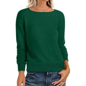 imageANRABESS Womens Long Sleeve Rolled Boat Neck Casual Soft Lightweight Basic Pullover Sweater Top 2025 Fall Shirt Work OutfitsForest Green