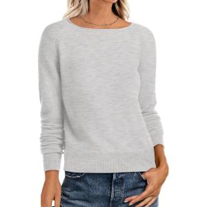 imageANRABESS Womens Long Sleeve Rolled Boat Neck Casual Soft Lightweight Basic Pullover Sweater Top 2025 Fall Shirt Work OutfitsLight Grey
