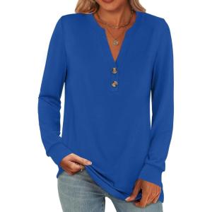 imageANRABESS Womens Long Sleeve Shirts 2025 Fall Henley Business Casual Tops Cute TShirts Work Blouses Outfits Vacation ClothesBoyal Blue