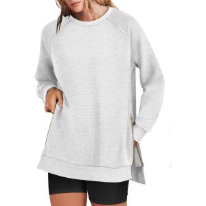 imageANRABESS Womens Oversized Sweatshirts Crewneck Long Sleeve Tunic Pullover Shirts Side Zipper Hoodies 2025 Fall ClothesLight Gray