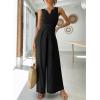 imageANRABESS Jumpsuits for Women Summer Dressy Casual Linen Romper Sleeveless V Neck High Waist Wide Leg Beach Vacation OutfitsBlack
