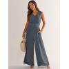 imageANRABESS Jumpsuits for Women Summer Dressy Casual Linen Romper Sleeveless V Neck High Waist Wide Leg Beach Vacation OutfitsDeep Grey