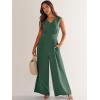 imageANRABESS Jumpsuits for Women Summer Dressy Casual Linen Romper Sleeveless V Neck High Waist Wide Leg Beach Vacation OutfitsGrass
