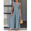 imageANRABESS Jumpsuits for Women Summer Dressy Casual Linen Romper Sleeveless V Neck High Waist Wide Leg Beach Vacation OutfitsLight Blue
