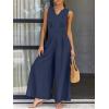 imageANRABESS Jumpsuits for Women Summer Dressy Casual Linen Romper Sleeveless V Neck High Waist Wide Leg Beach Vacation OutfitsNavy Blue