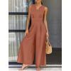 imageANRABESS Jumpsuits for Women Summer Dressy Casual Linen Romper Sleeveless V Neck High Waist Wide Leg Beach Vacation OutfitsOrange