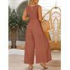 imageANRABESS Jumpsuits for Women Summer Dressy Casual Linen Romper Sleeveless V Neck High Waist Wide Leg Beach Vacation OutfitsOrange