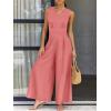 imageANRABESS Jumpsuits for Women Summer Dressy Casual Linen Romper Sleeveless V Neck High Waist Wide Leg Beach Vacation OutfitsPeach