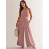 imageANRABESS Jumpsuits for Women Summer Dressy Casual Linen Romper Sleeveless V Neck High Waist Wide Leg Beach Vacation OutfitsPink