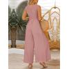 imageANRABESS Jumpsuits for Women Summer Dressy Casual Linen Romper Sleeveless V Neck High Waist Wide Leg Beach Vacation OutfitsPink