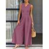 imageANRABESS Jumpsuits for Women Summer Dressy Casual Linen Romper Sleeveless V Neck High Waist Wide Leg Beach Vacation OutfitsRose