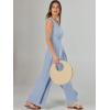 imageANRABESS Jumpsuits for Women Summer Dressy Casual Linen Romper Sleeveless V Neck High Waist Wide Leg Beach Vacation OutfitsSky