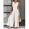 imageANRABESS Jumpsuits for Women Summer Dressy Casual Linen Romper Sleeveless V Neck High Waist Wide Leg Beach Vacation OutfitsWhite