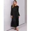 imageANRABESS Long Sleeve Midi Dresses for Women Casual 2025 Fall Crewneck A Line Tiered Flowy Loose Trendy Dresses with PocketsBlack