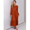 imageANRABESS Long Sleeve Midi Dresses for Women Casual 2025 Fall Crewneck A Line Tiered Flowy Loose Trendy Dresses with PocketsBrick Red