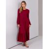 imageANRABESS Long Sleeve Midi Dresses for Women Casual 2025 Fall Crewneck A Line Tiered Flowy Loose Trendy Dresses with PocketsBurgundy