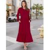 imageANRABESS Long Sleeve Midi Dresses for Women Casual 2025 Fall Crewneck A Line Tiered Flowy Loose Trendy Dresses with PocketsBurgundy