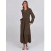 imageANRABESS Long Sleeve Midi Dresses for Women Casual 2025 Fall Crewneck A Line Tiered Flowy Loose Trendy Dresses with PocketsCoffee