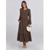 imageANRABESS Long Sleeve Midi Dresses for Women Casual 2025 Fall Crewneck A Line Tiered Flowy Loose Trendy Dresses with PocketsCoffee