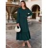 imageANRABESS Long Sleeve Midi Dresses for Women Casual 2025 Fall Crewneck A Line Tiered Flowy Loose Trendy Dresses with PocketsDark Green