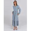 imageANRABESS Long Sleeve Midi Dresses for Women Casual 2025 Fall Crewneck A Line Tiered Flowy Loose Trendy Dresses with PocketsFloral Blue