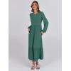 imageANRABESS Long Sleeve Midi Dresses for Women Casual 2025 Fall Crewneck A Line Tiered Flowy Loose Trendy Dresses with PocketsGrass Green