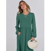 imageANRABESS Long Sleeve Midi Dresses for Women Casual 2025 Fall Crewneck A Line Tiered Flowy Loose Trendy Dresses with PocketsGrass Green