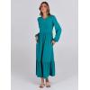 imageANRABESS Long Sleeve Midi Dresses for Women Casual 2025 Fall Crewneck A Line Tiered Flowy Loose Trendy Dresses with PocketsLake Green