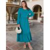 imageANRABESS Long Sleeve Midi Dresses for Women Casual 2025 Fall Crewneck A Line Tiered Flowy Loose Trendy Dresses with PocketsLake Green
