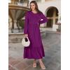 imageANRABESS Long Sleeve Midi Dresses for Women Casual 2025 Fall Crewneck A Line Tiered Flowy Loose Trendy Dresses with PocketsPurple