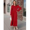 imageANRABESS Long Sleeve Midi Dresses for Women Casual 2025 Fall Crewneck A Line Tiered Flowy Loose Trendy Dresses with PocketsRed