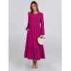 imageANRABESS Long Sleeve Midi Dresses for Women Casual 2025 Fall Crewneck A Line Tiered Flowy Loose Trendy Dresses with PocketsRose
