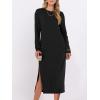 imageANRABESS Long Sleeve Midi Dresses for Women Fall Fashion Casual Vacation Crewneck Loose Split Striped Long Tshirts DressBlack