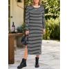 imageANRABESS Long Sleeve Midi Dresses for Women Fall Fashion Casual Vacation Crewneck Loose Split Striped Long Tshirts DressBlack White Stripe