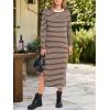 imageANRABESS Long Sleeve Midi Dresses for Women Fall Fashion Casual Vacation Crewneck Loose Split Striped Long Tshirts DressBrown White Stripe
